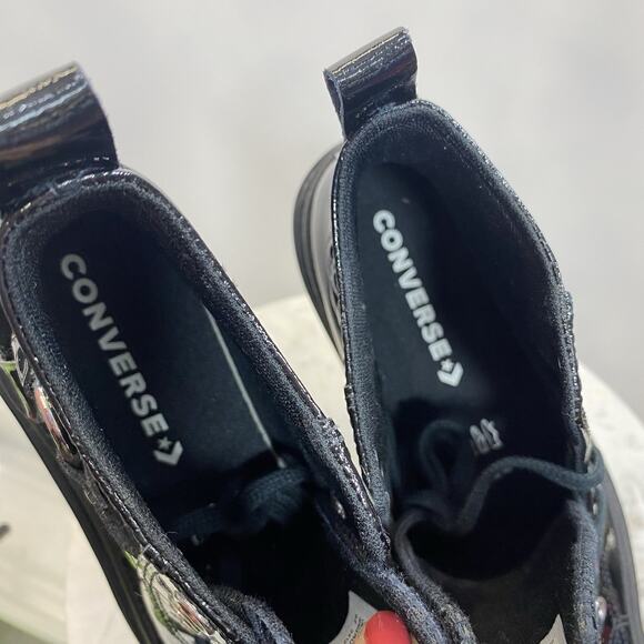 Converse Lugged Heel Platform Sneakers Women's 10 Black Patent Leather NIB - Picture 7 of 16